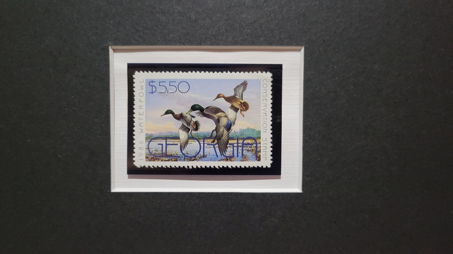 Vintage Limited Edition Duck Stamp, Signed and Matted Duck Print. Georgia #2 Circa 1986.