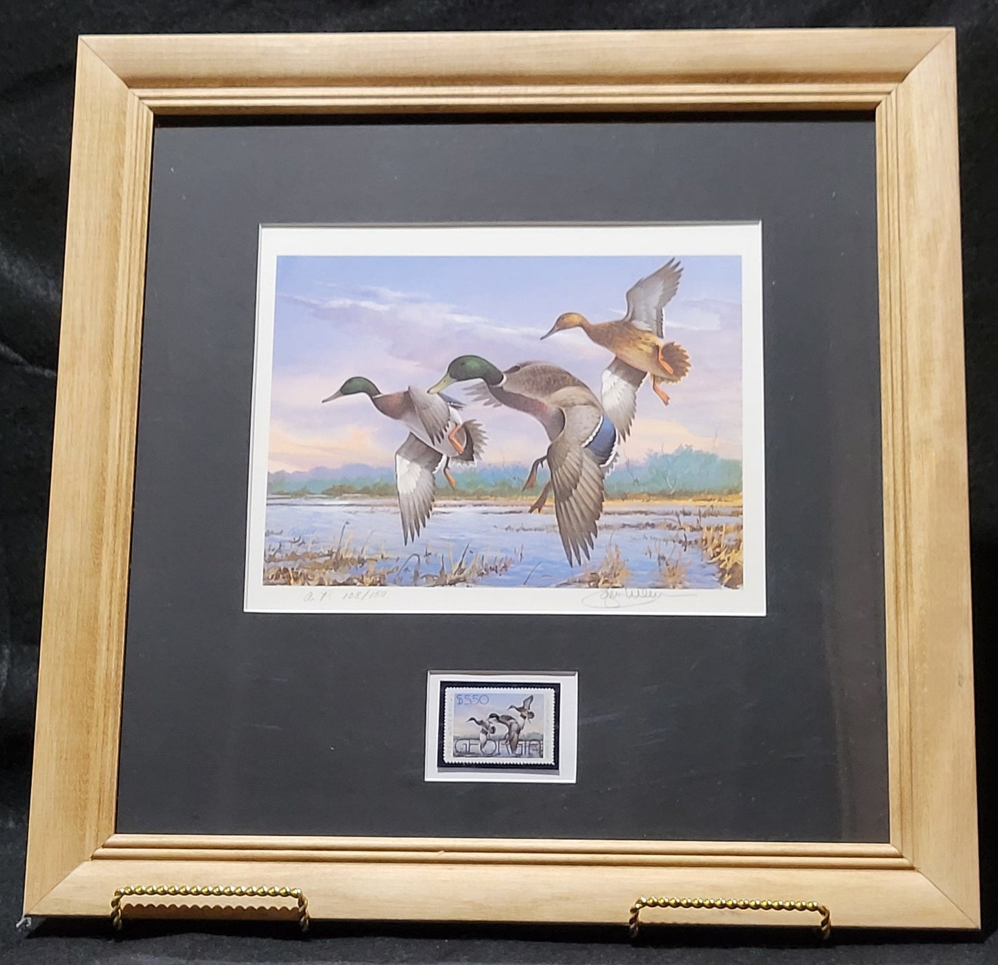 Vintage Limited Edition Duck Stamp and Signed Print. Second Georgia Duck Stamp (GA2) circa 1986.