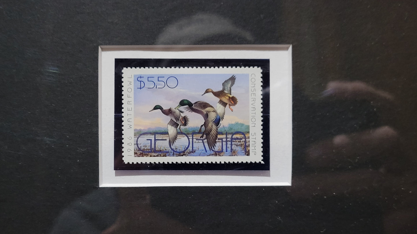 Vintage Limited Edition Duck Stamp and Signed Print. Second Georgia Duck Stamp (GA2) circa 1986.