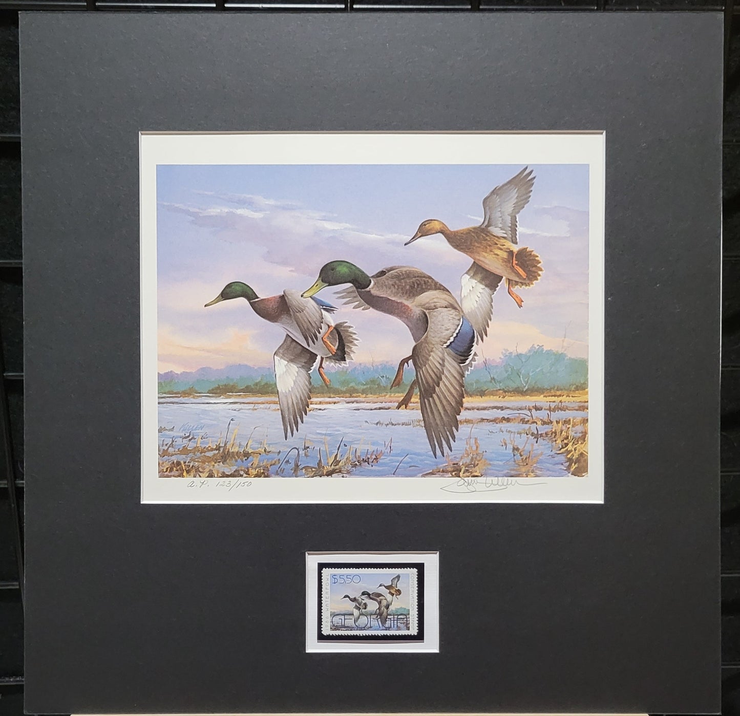 Vintage Limited Edition Duck Stamp, Signed and Matted Duck Print. Georgia #2 Circa 1986.