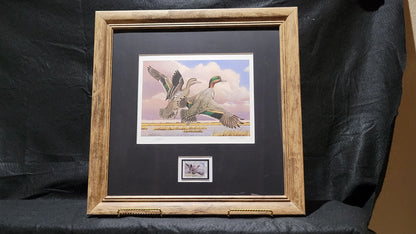 Vintage Limited Edition Duck Stamp and Signed Print. First Kansas Duck Stamp (KS1) circa 1987.