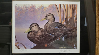 Vintage Limited Edition Duck Stamp and Signed Print. Ninth Ohio Duck Stamp (OH9) circa 1990.